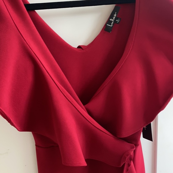 Elliana Red Ruffled Bodycon Dress - Lulus size S - Picture 3 of 6
